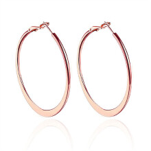 Flache, runde Ohrringe, schlichte runde Drahtohrringe, Ohrclips, Ohrringe aus Titanstahl, Roségold