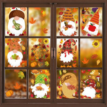 Adezive de toamnă pentru fereastră, decor vibrant de toamnă pentru Ziua Recunoștinței, frunze non-toxice, reutilizabile, ușor de aplicat pentru