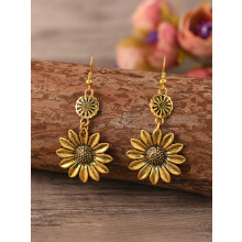 1 Paar Vintage-Ohrringe mit Sonnenblumenanhänger im böhmischen Stil und kreativer Western-Blumenoptik – ein ideales Geschenk für Damen.