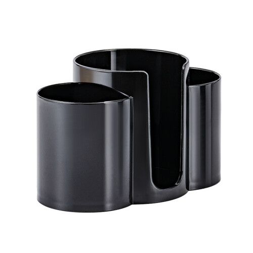 3 in 1 Plastic Makeup Cotton Pad Holder Vertical Space-Black