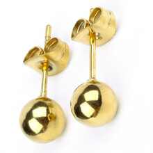 Ohrstecker aus Edelstahlkugeln, schlichte Perlenohrringe, Ohrstecker für Damen, Gold, 3 mm bis 8 mm
