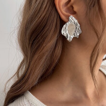 Ohrringe, schlichte Legierungsohrringe, Schmuck, Sonnenblumenohrringe 03470 – Silber