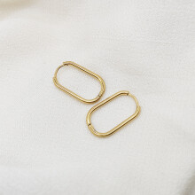 Japanische und koreanische Ohrringe aus Edelstahl in Eiform, schlicht und elegant, glattes Oval, Unisex-Ohrringe, Gold