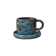Japanese Inspires Ceramic Coffee Cup Creative-smear blue
