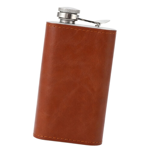 Efficient Outdoor Ready Nonrust Steel Flasks Leak-Reddish Brown