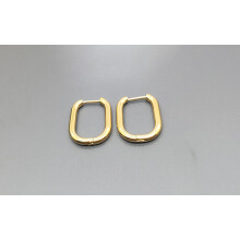 Japanische und koreanische Ohrringe aus Edelstahl in Eiform, schlicht und elegant, glattes Oval, Unisex-Ohrringe, Golddrahtdurchmesser 2,5 mm