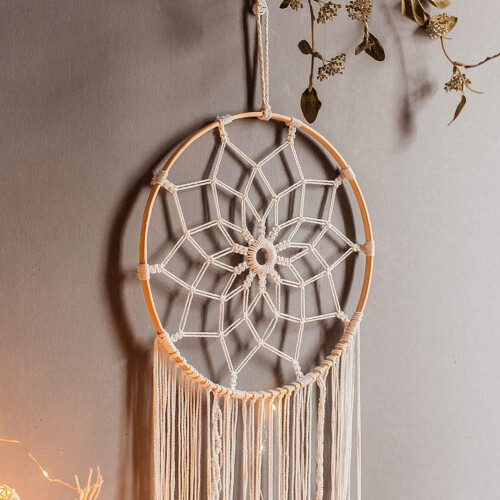 Κρεμαστό τοίχου boho, χειροποίητο, μη υποαλλεργικό υλικό, σχοινί μακραμέ από φυσικό 2