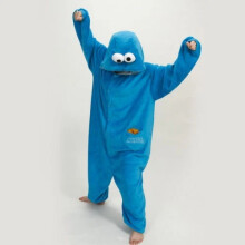 (Adult L/170, Cookie Monster) KIDS Unisex Sesame street Cookie Monster&Elmo costume pajamas Flannel Outfit