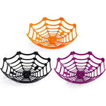 Dekorative, stabile Kunststoffschüsseln in Spinnennetzform, 3er-Set, ideal für Süßigkeiten, Halloween und als Partydekoration.