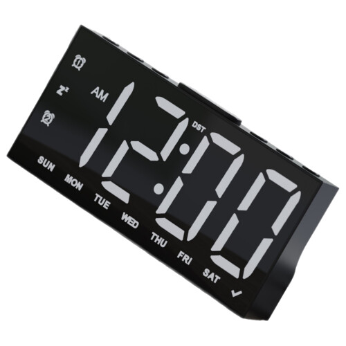 Schlichtes Design, LED-Schreibtischuhr mit 2-Schwarz Monochrom