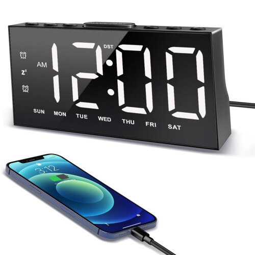 Schlichtes Design, LED-Schreibtischuhr mit 2-Schwarz Monochrom 1