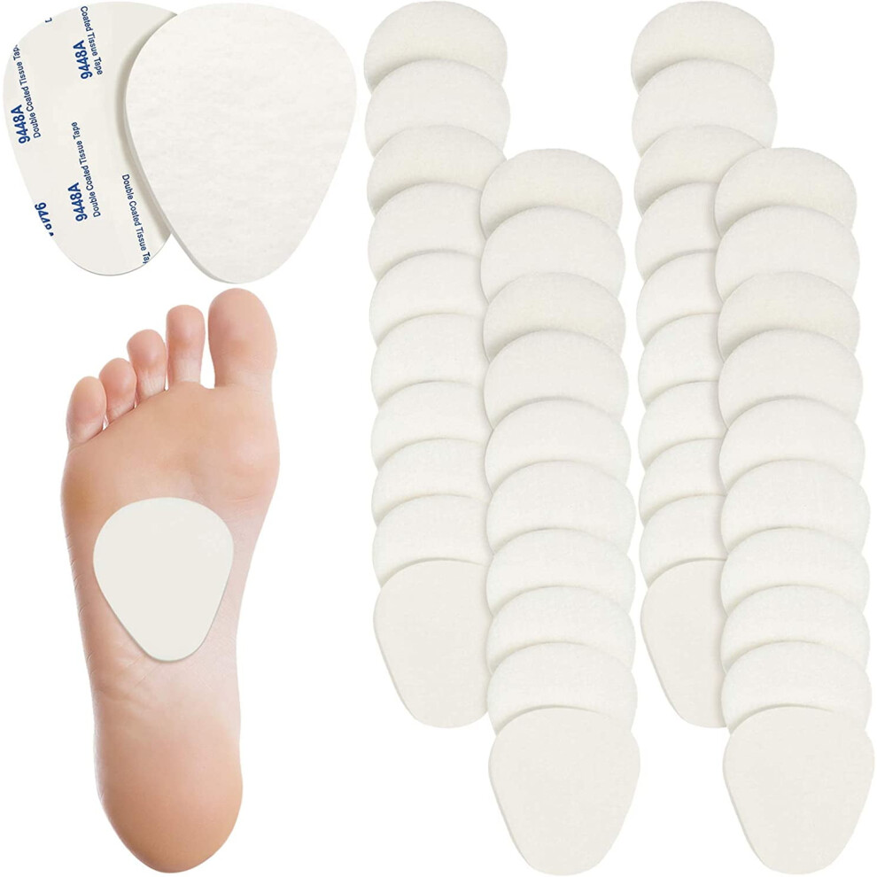 Zytweed White (White) 40 Pieces Metatarsal Felt Feet Pads Insert Pads Ball Of Foot Cushion Pain Relief Forefoot Support 1/4 Inch Thick