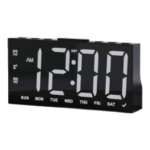 Stille werking LED-klok Tijd Weekweergave-Zwart monochroom