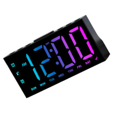 Moderne minimalistische LED-klok Stille werking-Zwart kleurrijk