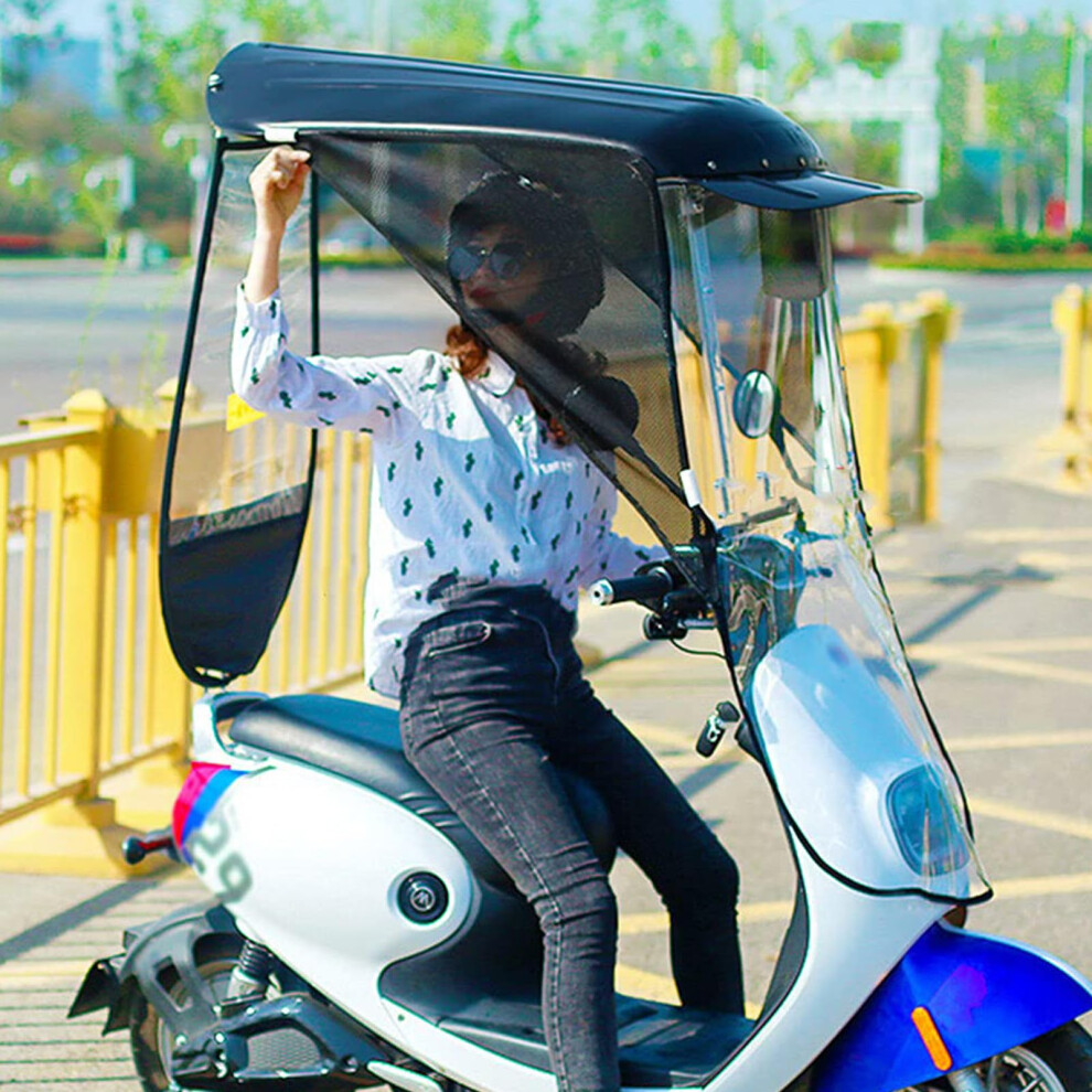 Mobility Scooter Rain Cover Canopy Universal Waterproof Sunshade For Electric Scooters Battery Car Motorcycle Black