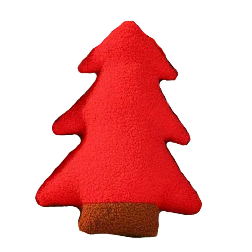(E) Christmas Tree Shaped Throw Pillow, Xmas Trees Plush Pillow For Couch Bed Sofa, Cute Decorative Cushion With Pom Pom 6915070009706