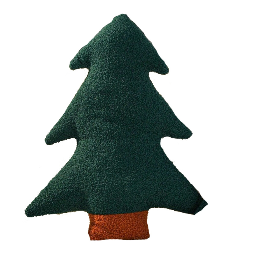 (D) Christmas Tree Shaped Throw Pillow, Xmas Trees Plush Pillow For Couch Bed Sofa, Cute Decorative Cushion With Pom Pom 6915070009645