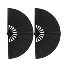 Shimmering Hand Fan KungFu Fan For Raves Dance Event-Black