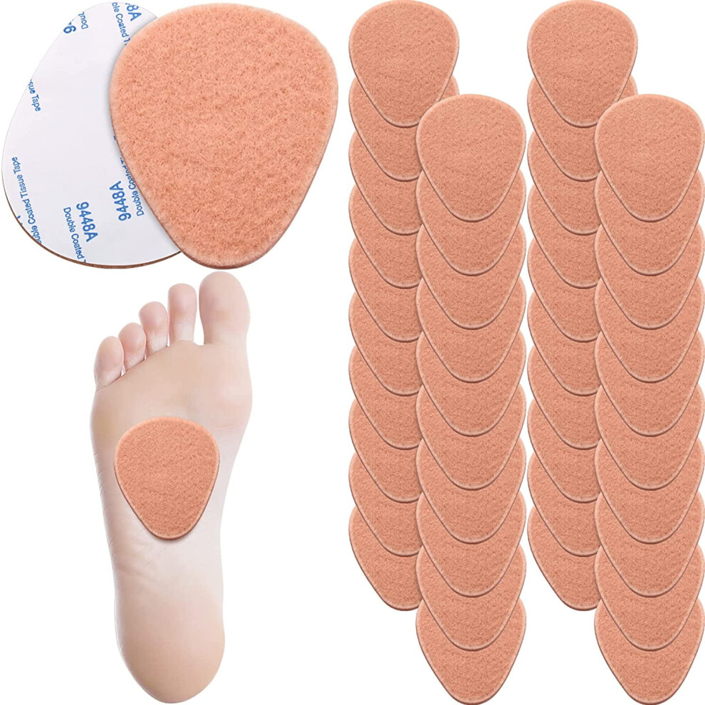 Zytweed (Skin Color) 40 Pieces Metatarsal Felt Feet Pads Insert Pads Ball Of Foot Cushion Pain Relief Forefoot Support 1/4 Inch Thick