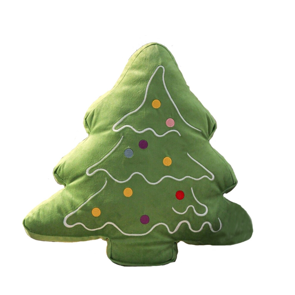 (C) Christmas Tree Shaped Throw Pillow, Xmas Trees Plush Pillow For Couch Bed Sofa, Cute Decorative Cushion With Pom Pom 6915070009638