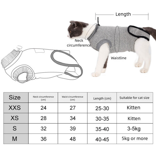 Protective Cats Surgical Suit for Easy Wear Prevents Licking-S 2