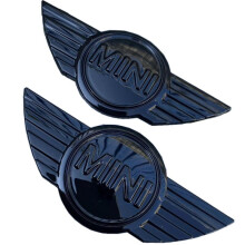 2x Compatibel met Mini R50 R56 R57 R58 R59 Glanzend Zwarte Metalen Motorkap/Kofferbak Badges - Korting