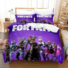 (Super King 260x220cm, 20) Cartoon Game Mini World Fortress Night Quilt Cover Digital Printing Three-piece Set
