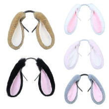(Pink) Lovely Hair Hoop Plush Long Rabbit Ears Headdress Hairband Headband Cosplay Hair Accessories For Birthday Party