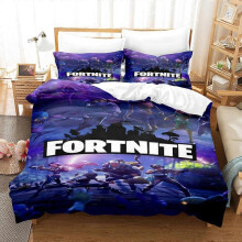 (Double 200x200cm, 16) Cartoon Game Mini World Fortress Night Quilt Cover Digital Printing Three-piece Set