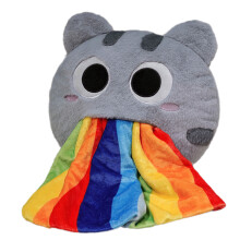 Corals Fleece Cats Cushion Blanket for Portable Living-Grey cat