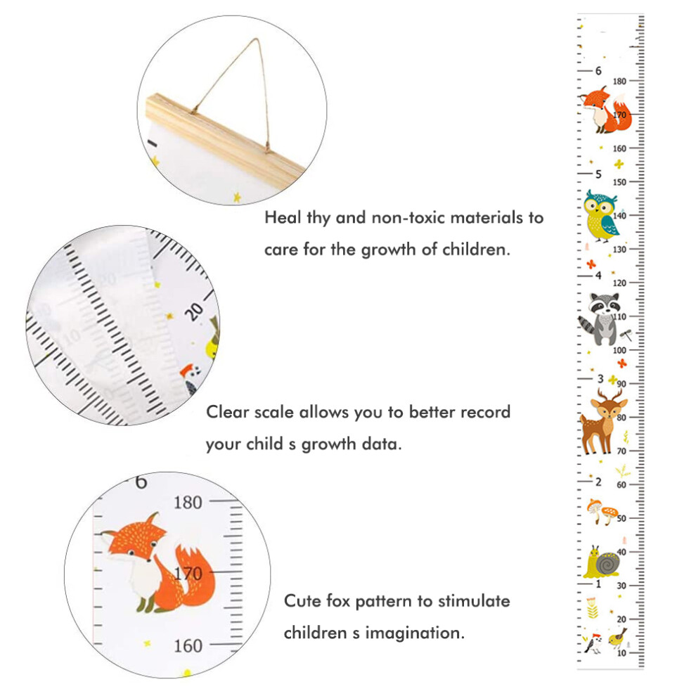 Baby Growth Wall Ruler Decals for Kids Boys, 20x200cm, Canvas & Wood