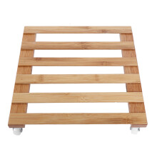 Support à plantes en bois avec roulettes, robuste pour grands vases et poubelles, matériau fiable assurant stabilité, design peu encombrant pour