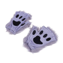 For Faux Fur Mitten Half Finger Gloves Of Paws Halloween Gloves Animal Costume Cosplay Wolf Claw Glo