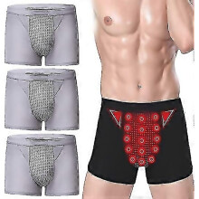 For 3pcs Magnetic Therapy Energetic Men Panties Men Enlargement Underwear Breathable Boxer Briefs He Grey 3XL