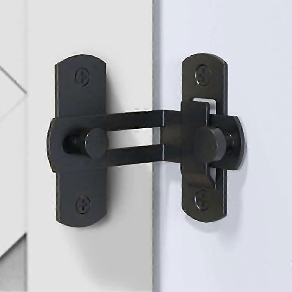 For 90 Degree Flip Door Latch Bolt Barn Door Right Angle Lock Curved Door Buckle Black Locks & Latches 6000002314833