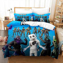 (Double 200x200cm, 21) Cartoon Game Mini World Fortress Night Quilt Cover Digital Printing Three-piece Set