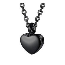 For Stainless Steel Heart Urn Pendant Necklace Black
