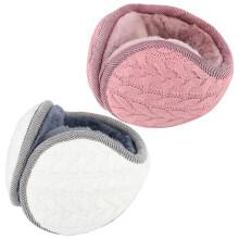 For 2 Pcs Winter Ear Muffs Foldable Ear Warmers Warm Knit Earmuffs For Men Women Kids Cycling Skiing Pink and White
