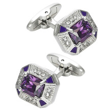 For Rectangle Crystal Tone Purpleblueclear Crystals Cufflinks For Wedding Shirt Party Business Zlu S