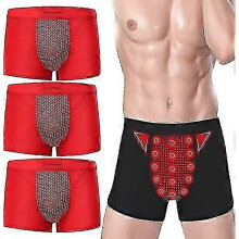 For 3pcs Magnetic Therapy Energetic Men Panties Men Enlargement Underwear Breathable Boxer Briefs He Red 4XL