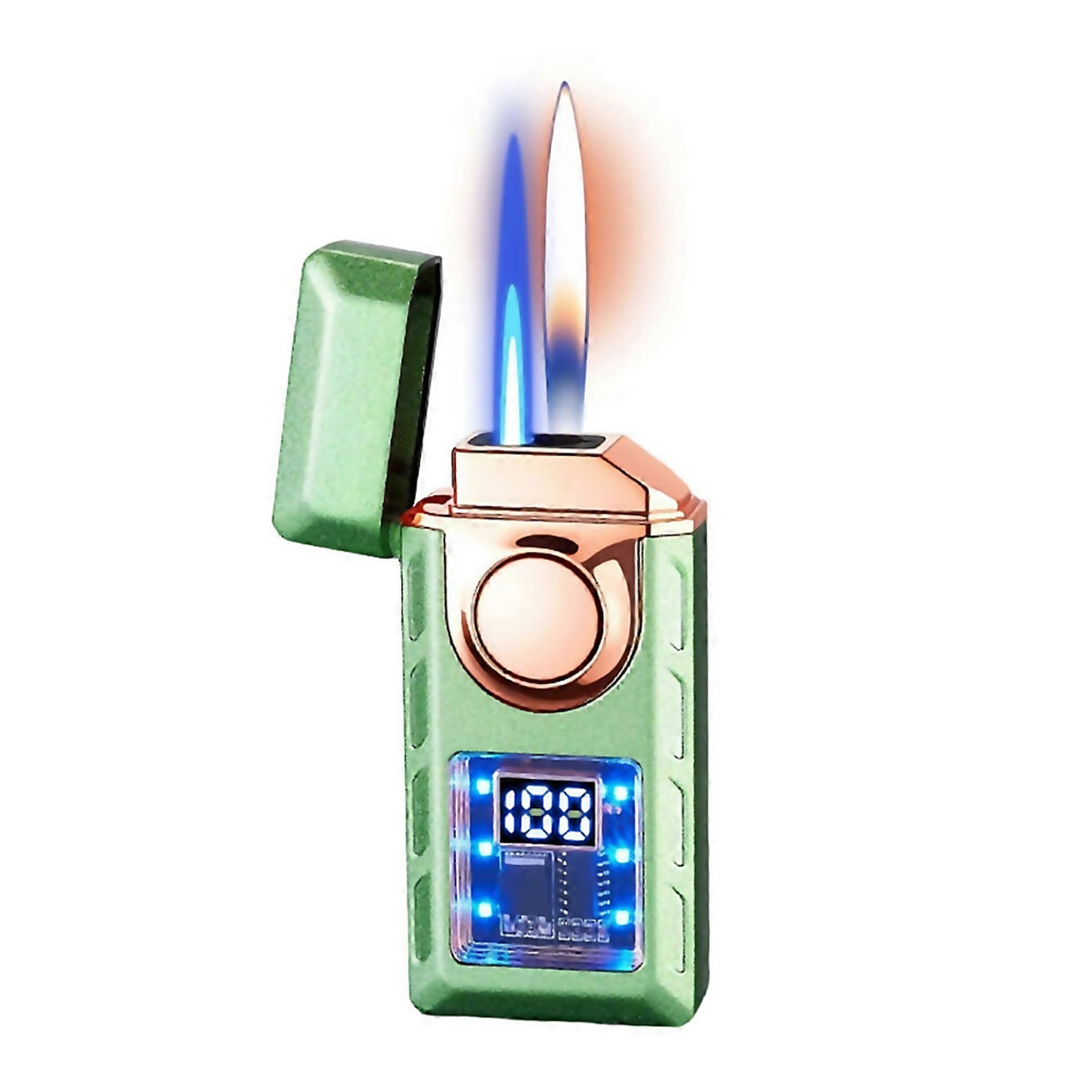 Green For Smart Flame Lighter 4 Ignition Voice Control Airflow Tap Gravity Typec Rechargeable Dual Flame R