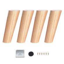 Werten Sie Ihre Möbel mit diesen Möbelfüßen im Mid-Century-Stil auf! Das 4er-Set aus Massivholz ist einfach zu montieren und verleiht Ihrer