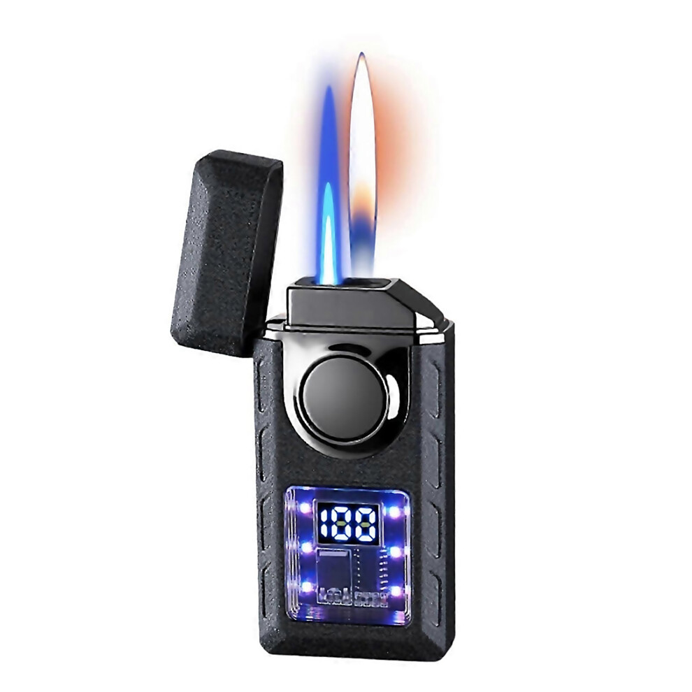 Black For Smart Flame Lighter 4 Ignition Voice Control Airflow Tap Gravity Typec Rechargeable Dual Flame R Matte