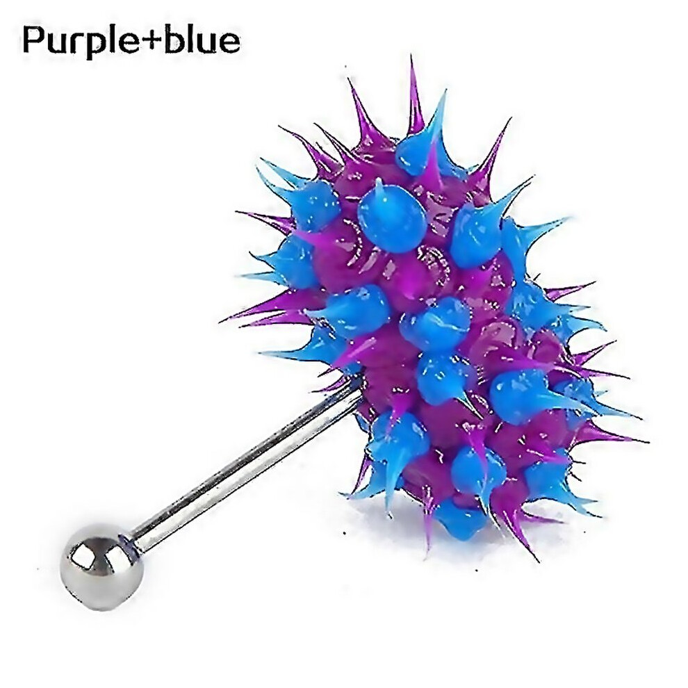 For Unisex Cool Punk Hammer Shape Vibrating Tongue Bar Stud Body Piercing Jewelry Easy To Clean And Purple-Blue-image-OPC-PN97C6K-NEW