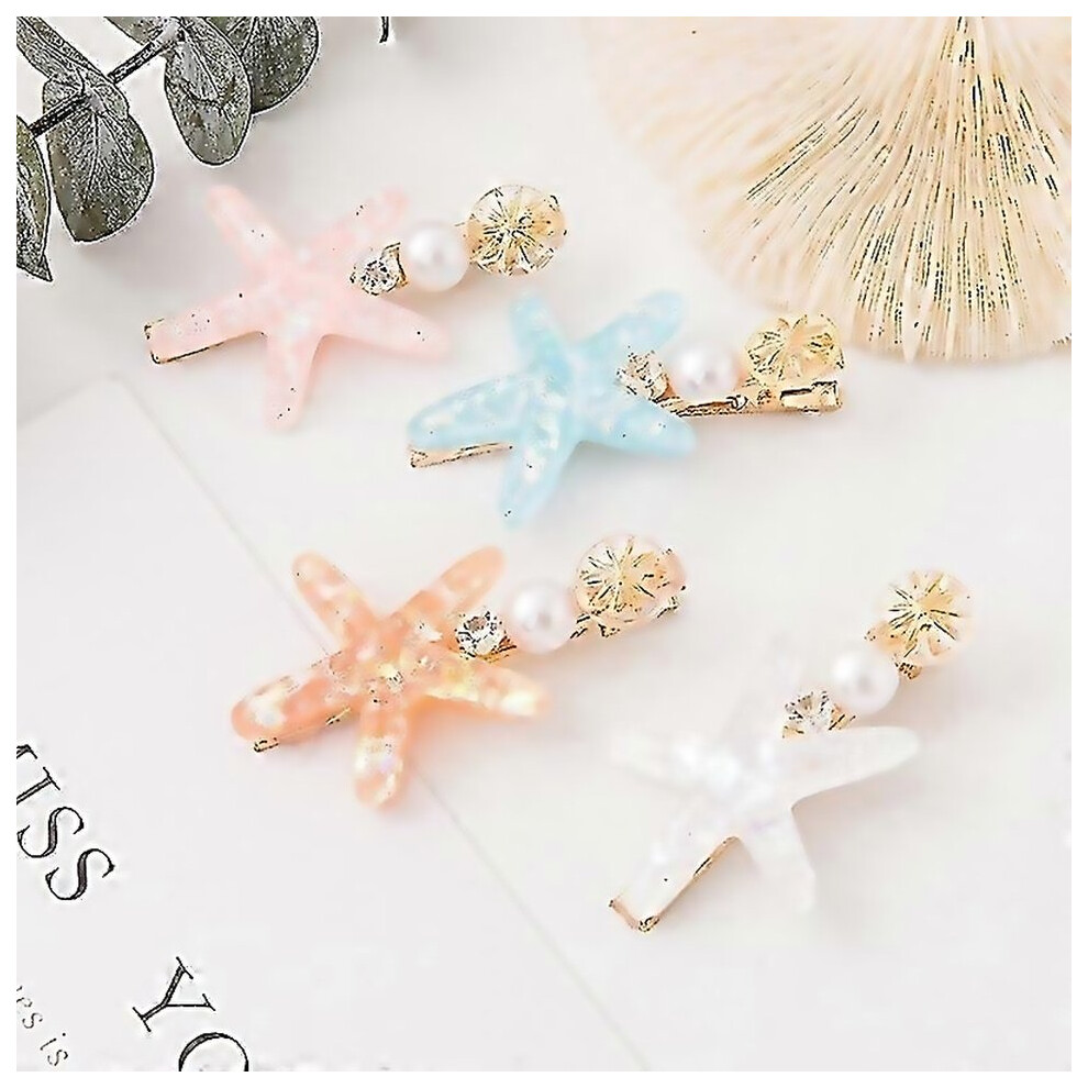 For Women Girls Princess Hair Clips Shell Pearl Starfish Hair Clip Set Alligator Hair Clips Styling Hair Pins, Claws & Clips 6000002316189