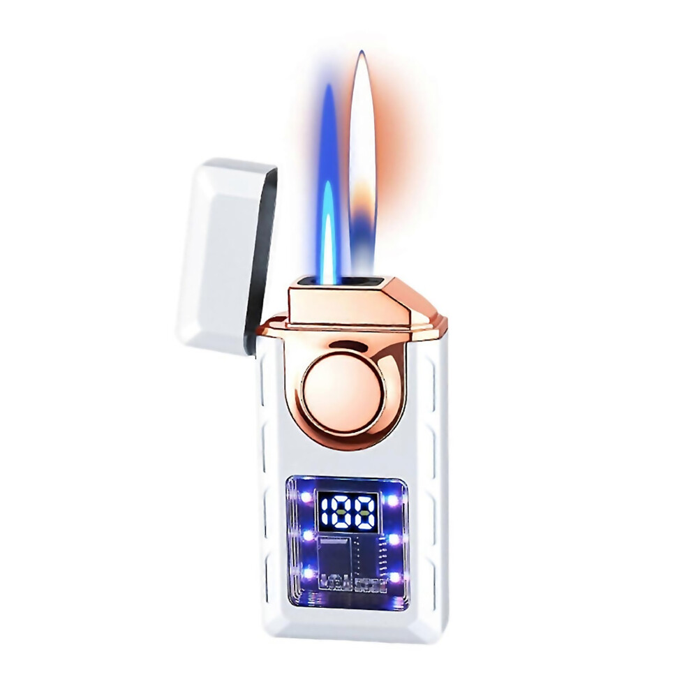 White For Smart Flame Lighter 4 Ignition Voice Control Airflow Tap Gravity Typec Rechargeable Dual Flame R