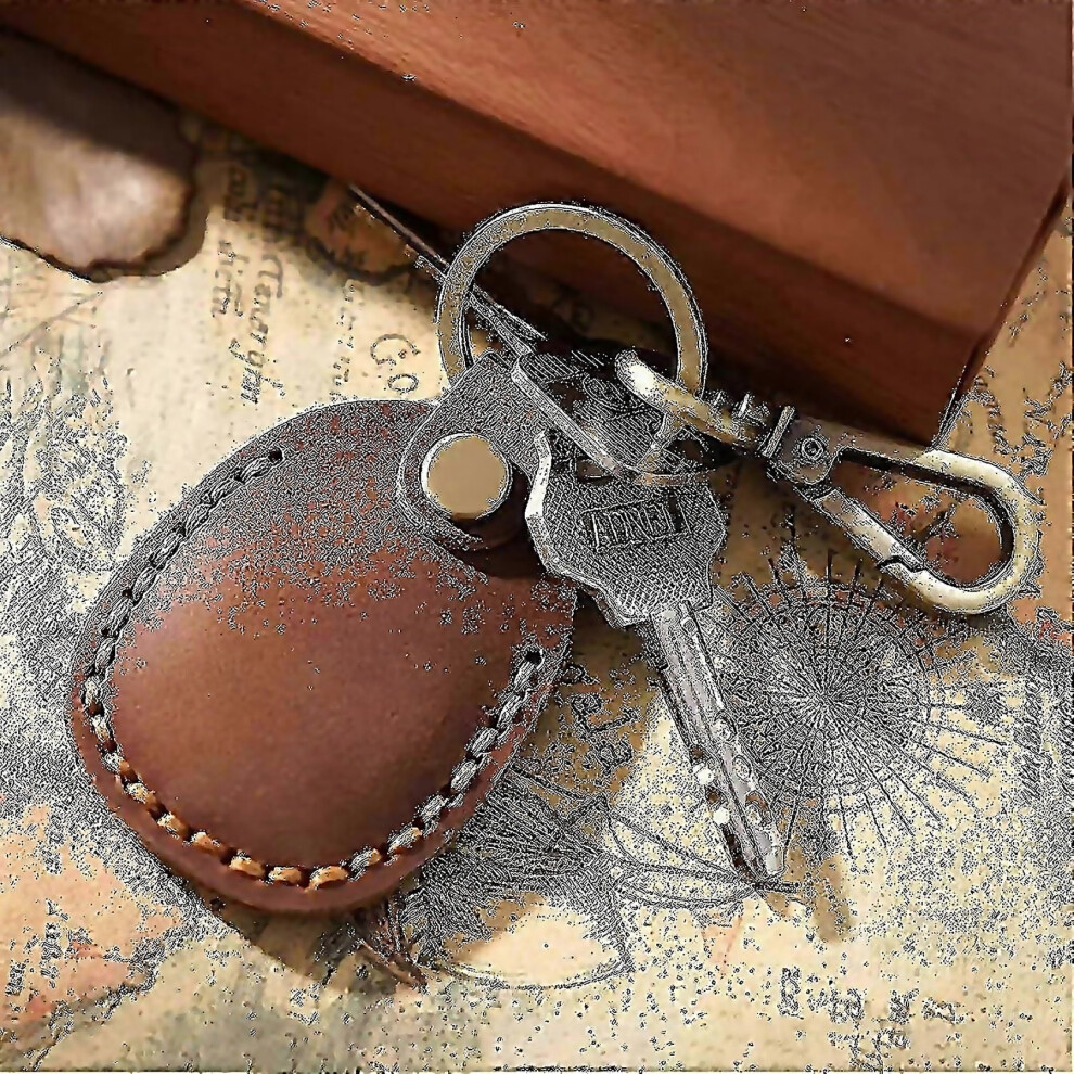 Brown For 2Pcs Pu Leather Airtag Key Fob Airtag Pendant Airtag Case Airtag Holder Airtag Keychain Airtag K