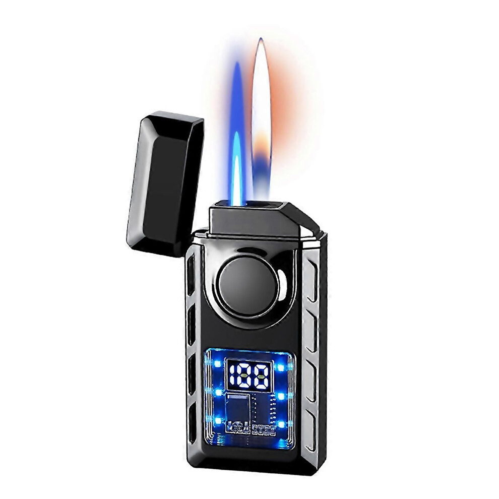 Black For Smart Flame Lighter 4 Ignition Voice Control Airflow Tap Gravity Typec Rechargeable Dual Flame R Glossy