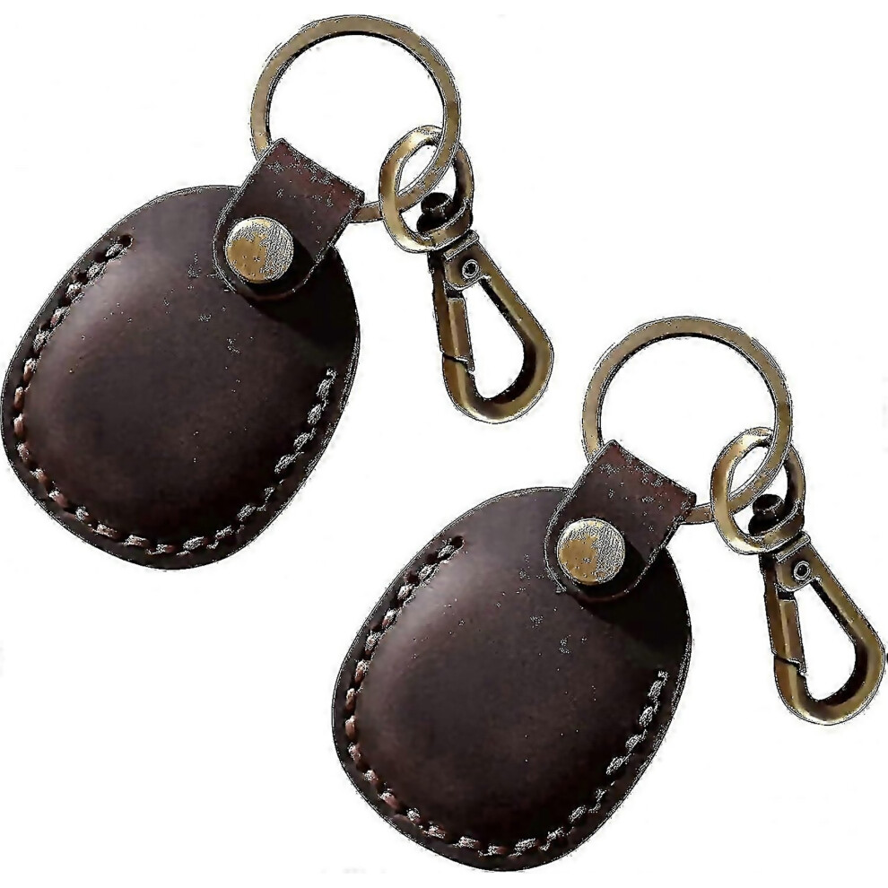 For 2pcs Pu Leather Airtag Key Fob Airtag Pendant Airtag Case Airtag Holder Airtag Keychain Airtag K Coffee