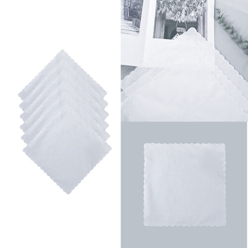 White Cotton Handkerchiefs Moon Stitching Detailing Touch Quick 1